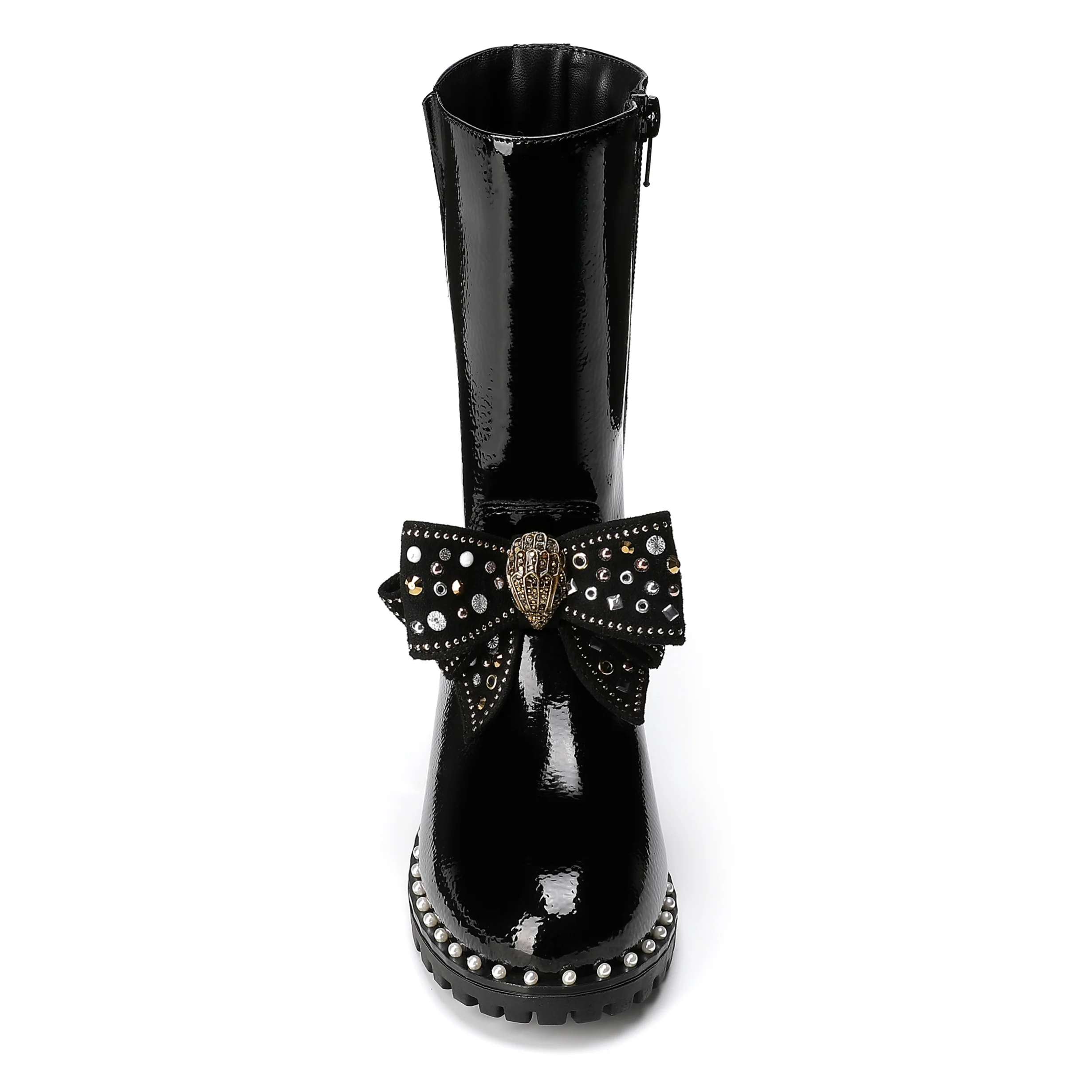 Kensington High Leg Bow Boot - Big Kid Black Patent - Image 4