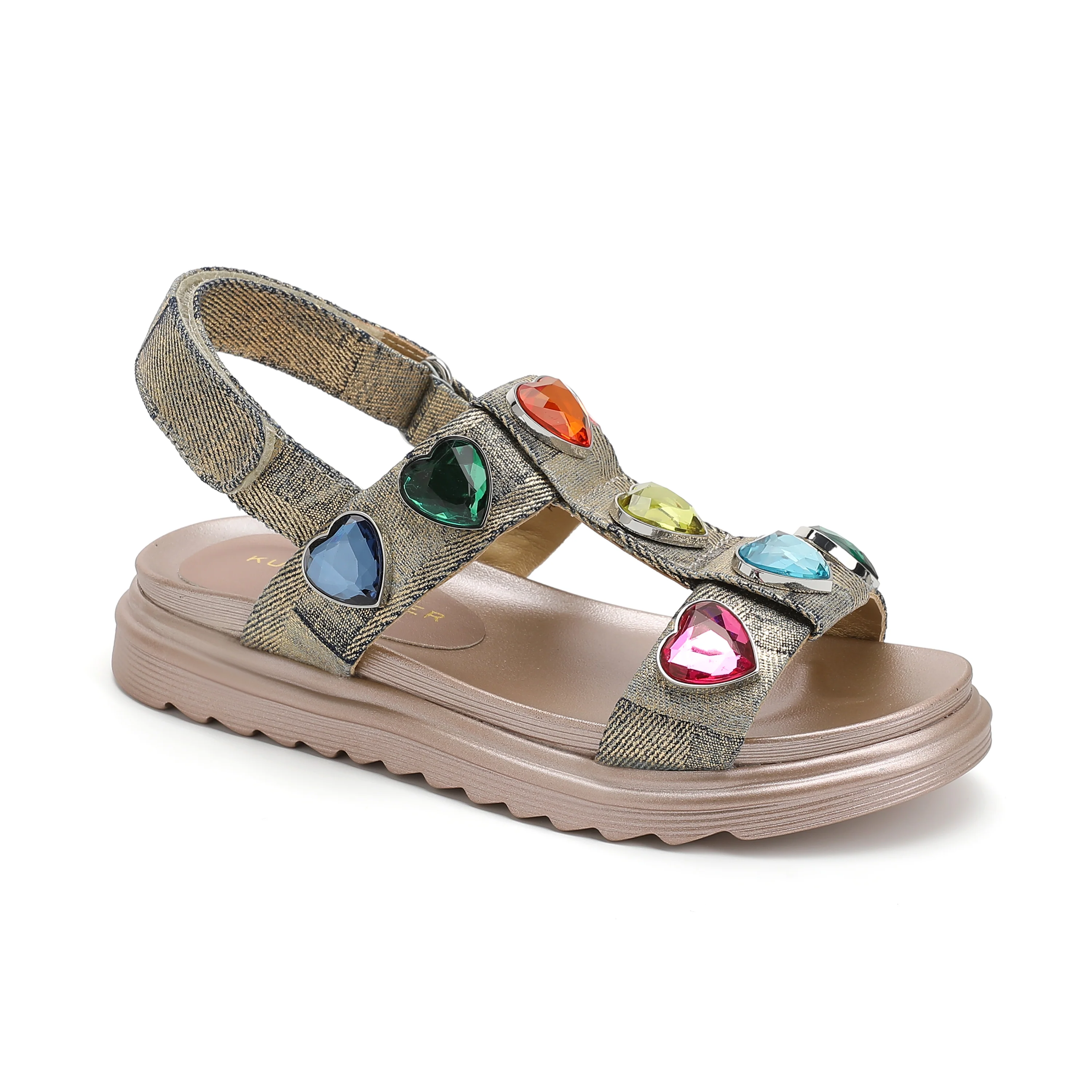 Mini Orson Hearts Sandal - Big Kid Gold - Image 2